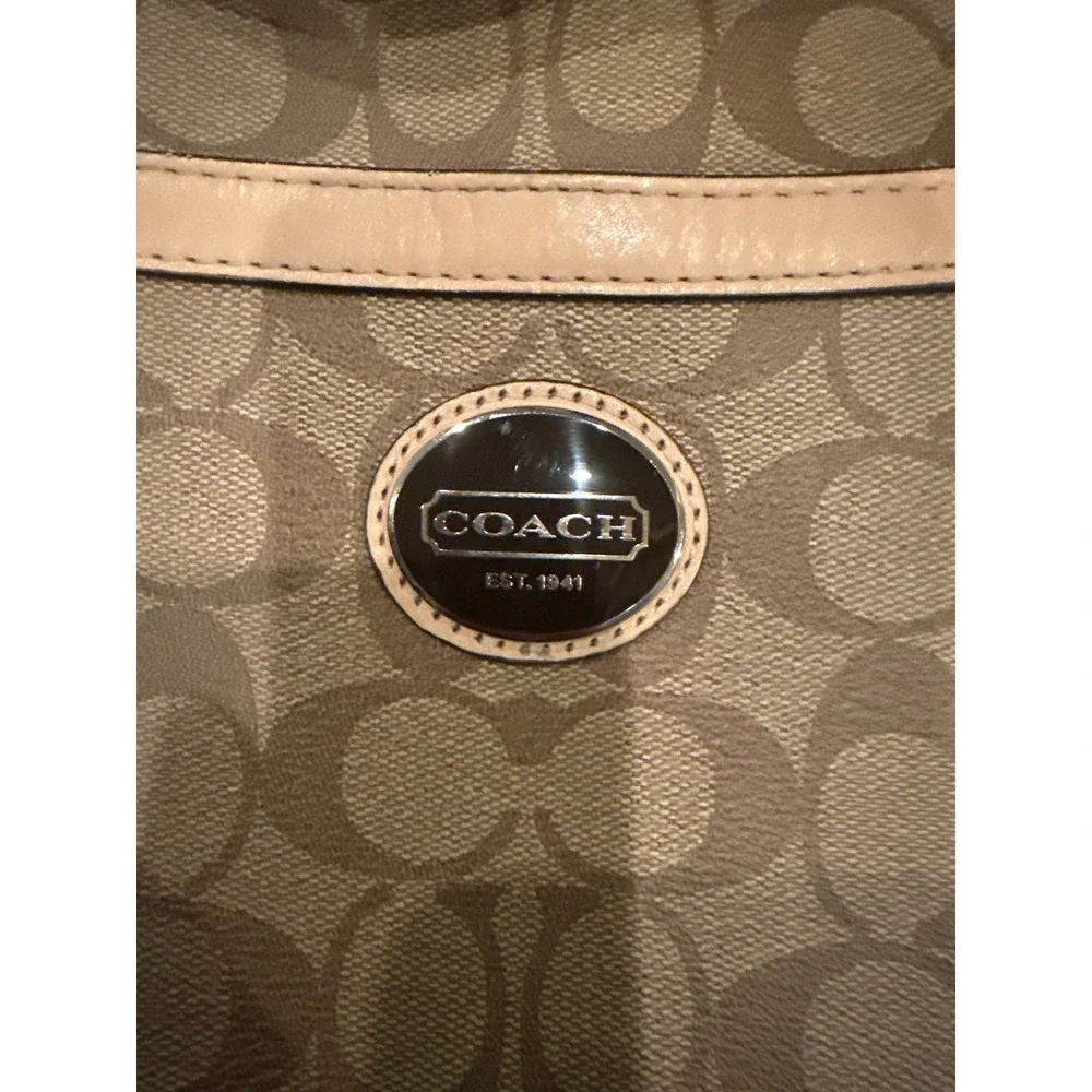 Coach Signature Peyton File Bag Khaki Brown Crossbody Messenger F18920